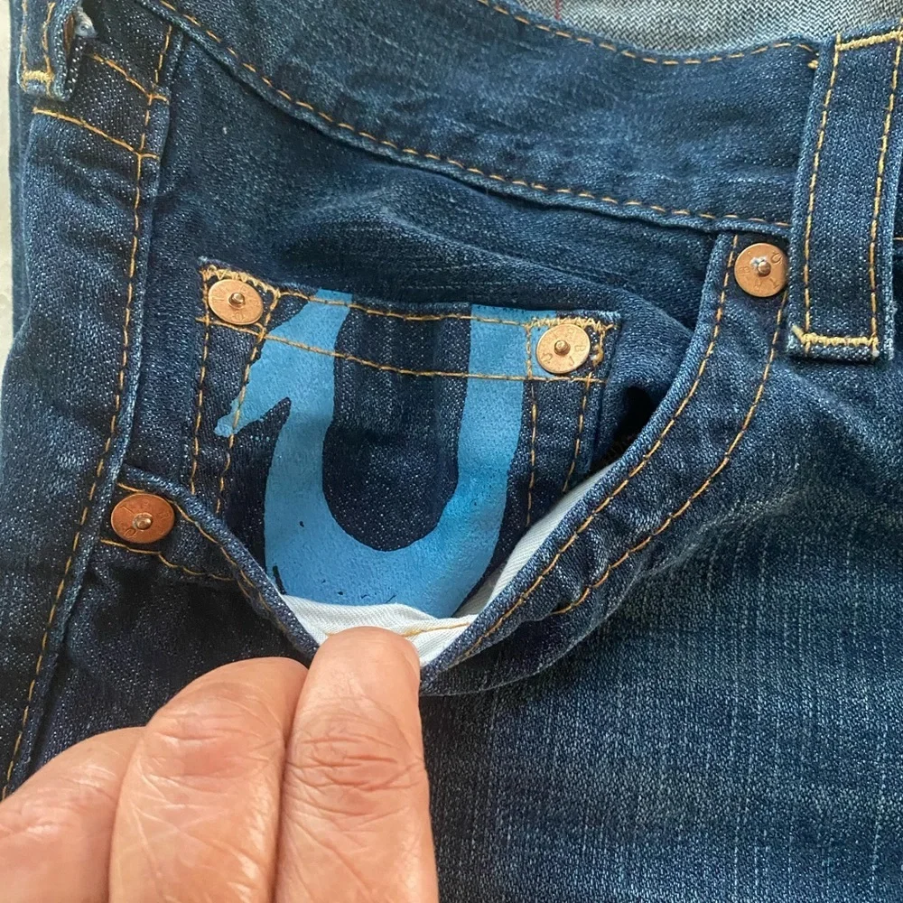 True Religion painted brush flop pockets Jeans